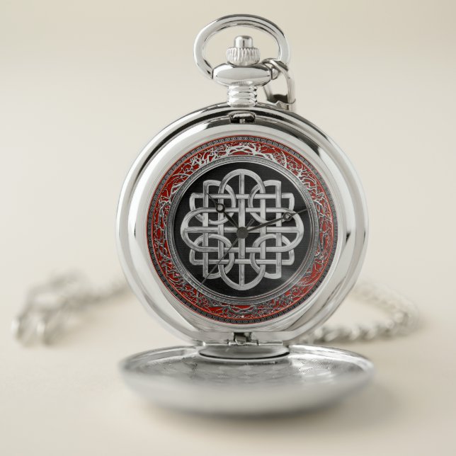 [500] Sacred Celtic Silver Knot Cross Pocket Watch (Inside)
