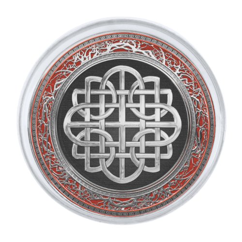 500 Sacred Celtic Silver Knot Cross Silver Finish Lapel Pin