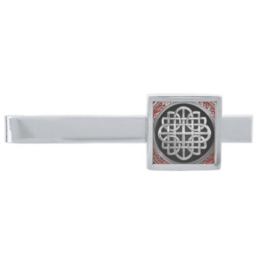 500 Sacred Celtic Silver Knot Cross Silver Finish Tie Bar