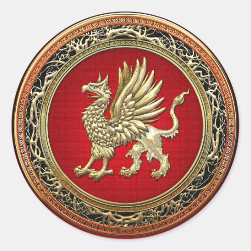 500 Sacred Gold Griffin Classic Round Sticker