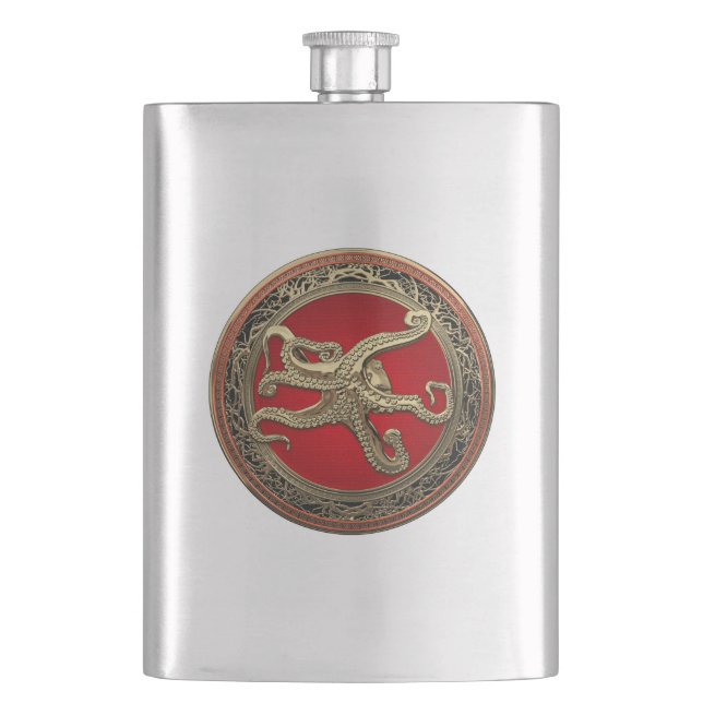 [500] Sacred Gold Octopus in Defensive Posture Flask (Front)