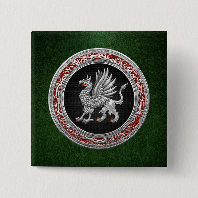 [500] Sacred Silver Griffin Button (Front)