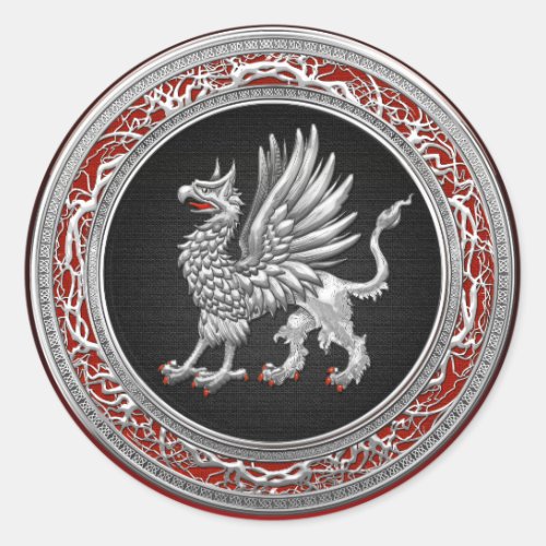 500 Sacred Silver Griffin Classic Round Sticker