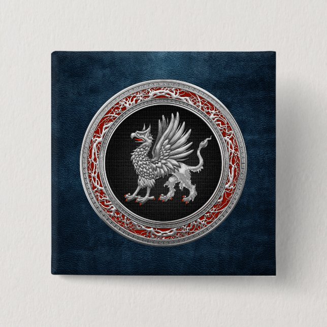 [500] Sacred Silver Griffin Pinback Button (Front)