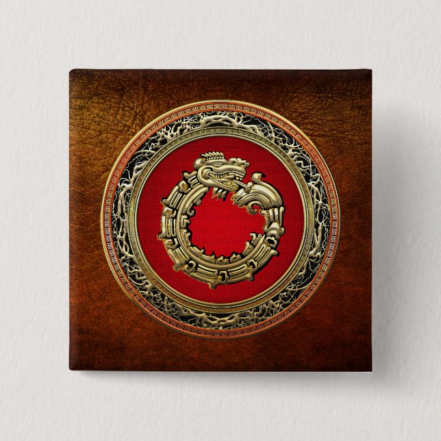 [500] Serpent God Quetzalcoatl [Gold] Button (Front)