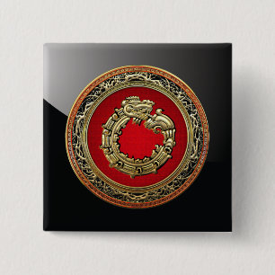 [500] Serpent God Quetzalcoatl [Gold] Pinback Button