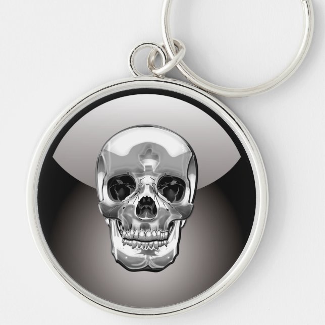 [500] Silver Human Skull Keychain (Front)
