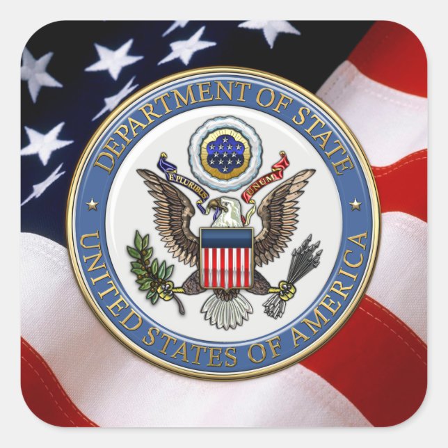 [500] U.S. Department of State (DoS) Emblem [3D] Square Sticker (Front)