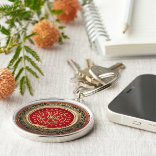 [500] Vegvisir - Viking Gold Magic Runic Compass Keychain