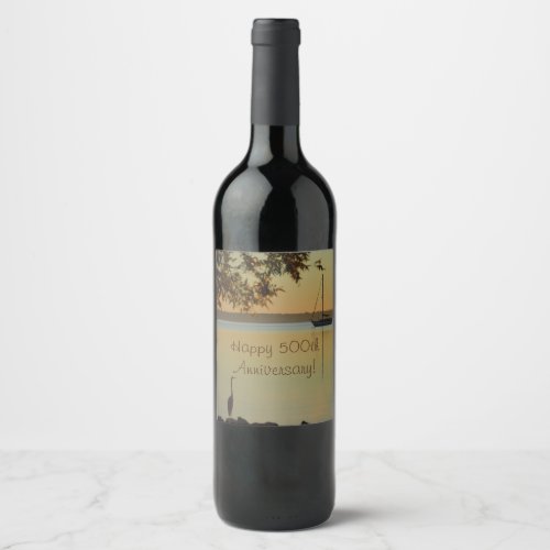 500th Anniversary Sailboat Sunrise Wine Label