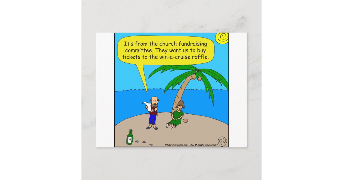 501 church fundraiser cartoon postcard | Zazzle