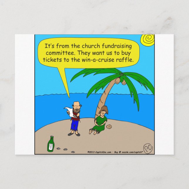 501 church fundraiser cartoon postcard (Front)