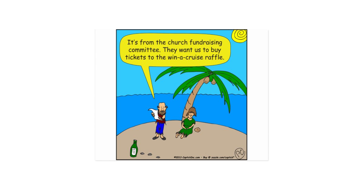 501 church fundraiser cartoon postcard | Zazzle