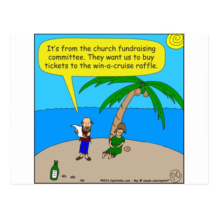 501 church fundraiser cartoon postcard | Zazzle.com