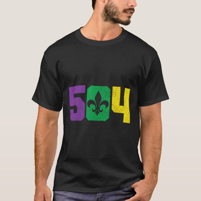 504 Area Code Pride Nola New Orleans Louisiana Mar T-Shirt (Front)