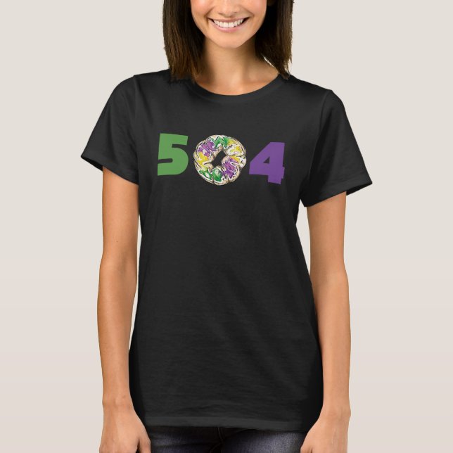 504 Mardi Gras King Cake New Orleans Parade Carniv T-Shirt (Front)