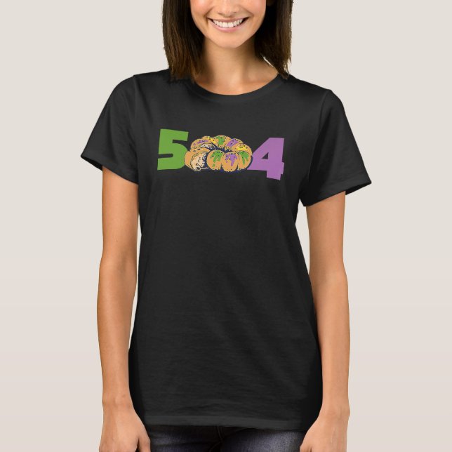 504 Mardi Gras King Cake New Orleans Parade Carniv T-Shirt (Front)
