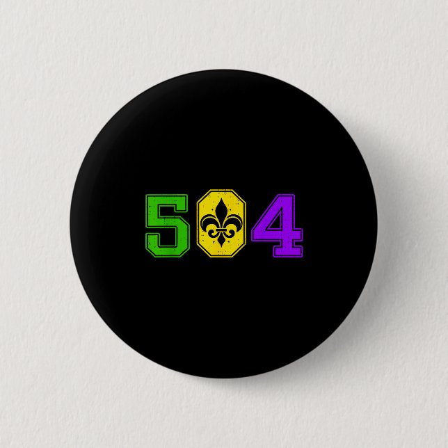 504 Mardi Gras New Orleans Louisiana Carnival Men  Button (Front)