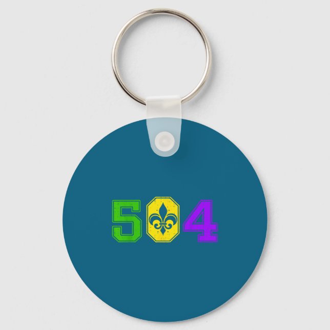 504 Mardi Gras New Orleans Louisiana Carnival Men  Keychain (Front)