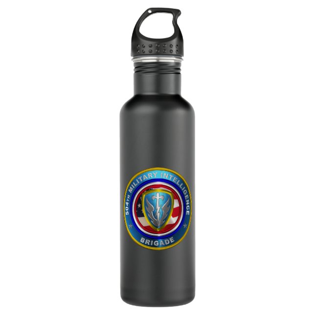 504th Military Intelligence Brigade  Stainless Steel Water Bottle (Front)