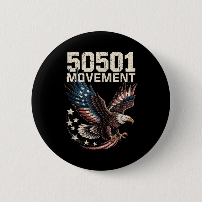 50501 American Flag In Flight Eagle With Stars Tan Button (Front)