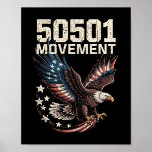 50501 American Flag In Flight Eagle With Stars Tan Poster