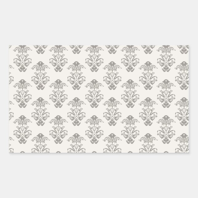 506_fancy-gray-paper LIGHT GREY GRAY SCROLL PATTER Rectangular Sticker (Front)