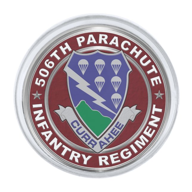 506th Parachute Infantry Regiment  Silver Finish Lapel Pin (Front)