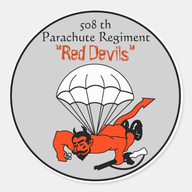 508th "Red Devils" Paracute Regiment, 82nd Airborn Classic Round Sticker (Front)
