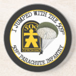 509th PIR Sandstone Coaster<br><div class="desc">Design features the 509th Parachute Infantry Regiment, Geronimo patch, available on long or short sleeve t-shirts, sweatshirts, mugs, hats, stickers, apparel or gift items. Please visit our Store!</div>