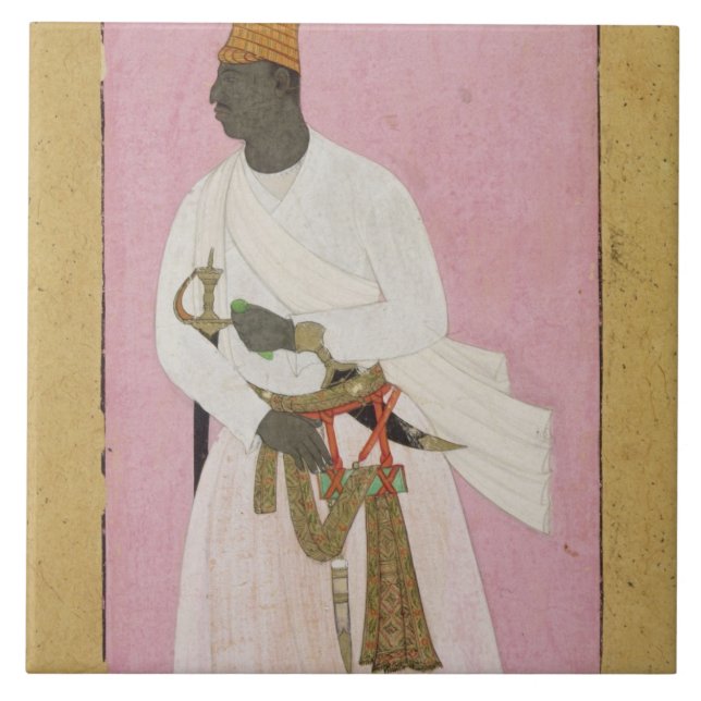 50.14/8 Portrait of Malik Amber, inscribed in Deva Ceramic Tile (Front)