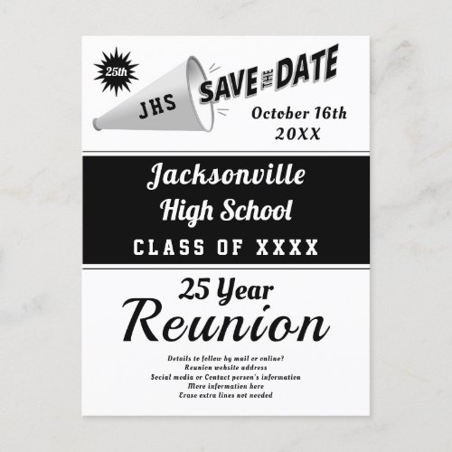 50 40 30 25 20 10 Any Class Reunion Save the Date Postcard