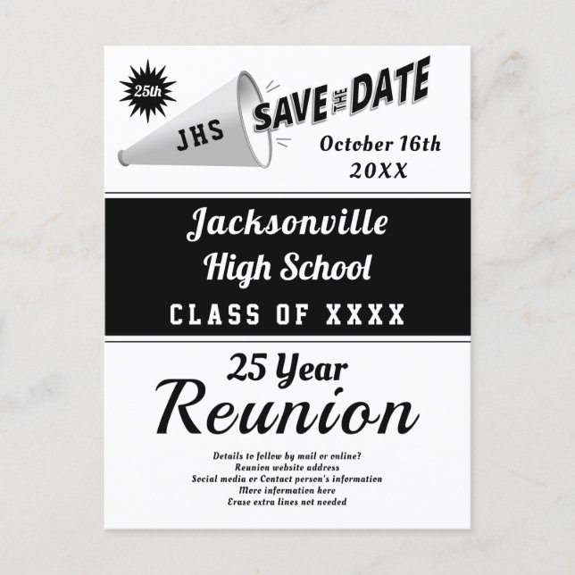 50 40 30 25 20 10 Any Class Reunion Save the Date Postcard (Front)