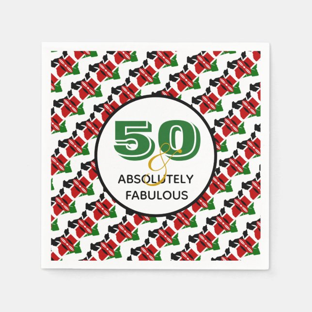 50 & Absolutely Fabulous KENYA Celebration Napkins (Front)