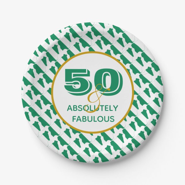 50 & Absolutely Fabulous NIGERIA Celebration Paper Plates (Front)