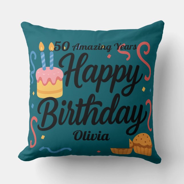 50 Amazing Years Birthday Throw Pillow (Front)