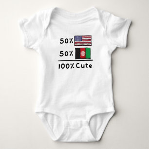 50% American 50% Afghan 100% Cute Afghanistan USA Baby Bodysuit