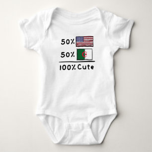 50% American 50% Algerian 100% Cute Algeria USA Fl Baby Bodysuit