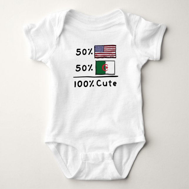 50% American 50% Algerian 100% Cute Algeria USA Fl Baby Bodysuit (Front)