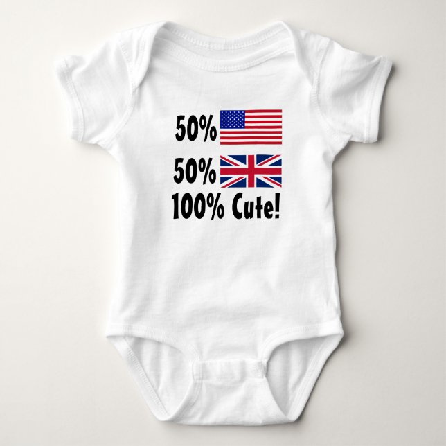 50% American 50% British 100% Cute Baby Bodysuit (Front)