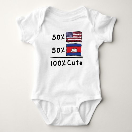 50 American 50 Cambodian 100 Cute Cambodia USA  Baby Bodysuit
