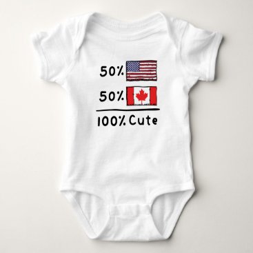 50% American 50% Canadian 100% Cute Canada USA Fla Baby Bodysuit
