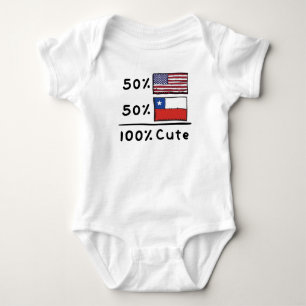 50% American 50% Chilean 100% Cute Chile USA Flags Baby Bodysuit