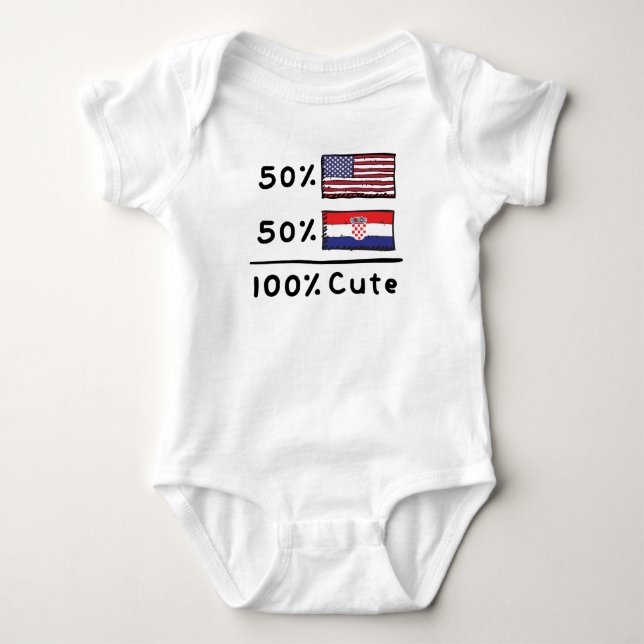 50% American 50% Croatian 100% Cute Croatia USA Fl Baby Bodysuit (Front)