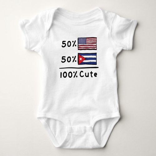 50 American 50 Cuban 100 Cute Cuba USA Flags Baby Bodysuit
