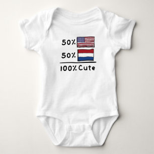50% American 50% Dutch 100% Cute Netherlands USA F Baby Bodysuit