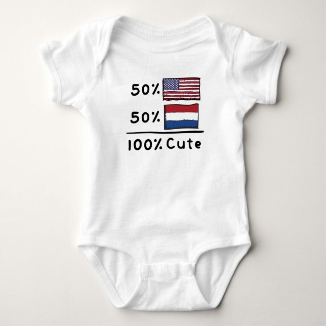 50% American 50% Dutch 100% Cute Netherlands USA F Baby Bodysuit (Front)