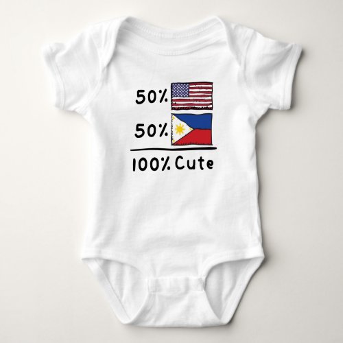 50 American 50 Filipino 100 Cute Philippines US Baby Bodysuit