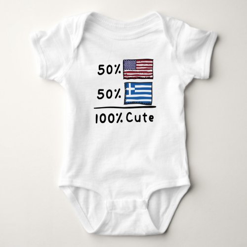 50 American 50 Greek 100 Cute Greece USA Flags Baby Bodysuit