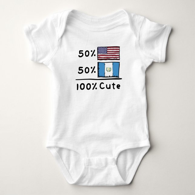 50% American 50% Guatemalan 100% Cute Guatemala US Baby Bodysuit (Front)